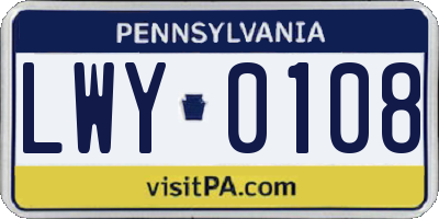 PA license plate LWY0108