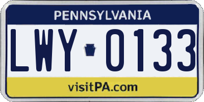 PA license plate LWY0133
