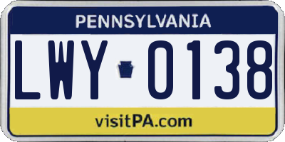 PA license plate LWY0138