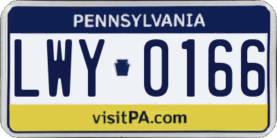 PA license plate LWY0166