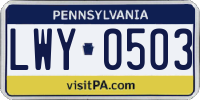 PA license plate LWY0503
