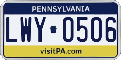 PA license plate LWY0506