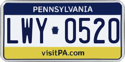 PA license plate LWY0520