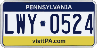 PA license plate LWY0524