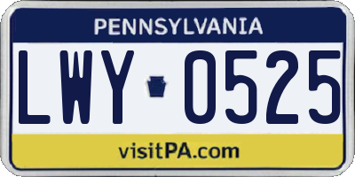 PA license plate LWY0525