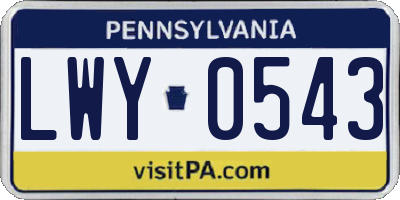 PA license plate LWY0543