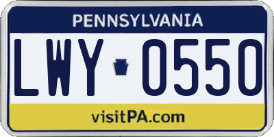 PA license plate LWY0550