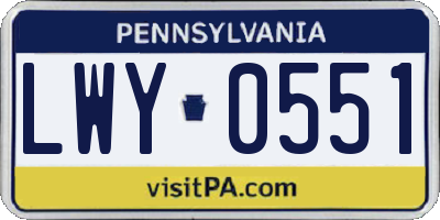 PA license plate LWY0551