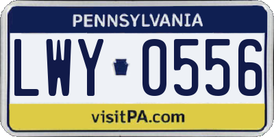 PA license plate LWY0556