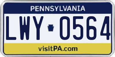 PA license plate LWY0564