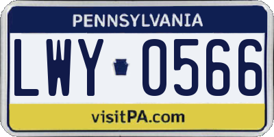 PA license plate LWY0566