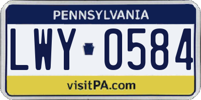 PA license plate LWY0584
