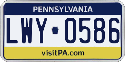 PA license plate LWY0586