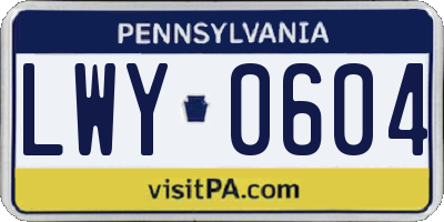 PA license plate LWY0604