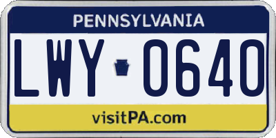 PA license plate LWY0640