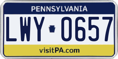 PA license plate LWY0657