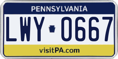 PA license plate LWY0667