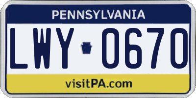 PA license plate LWY0670