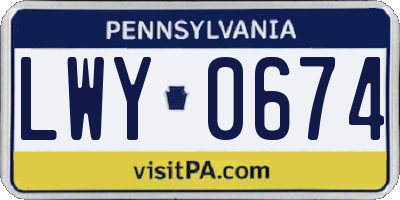 PA license plate LWY0674