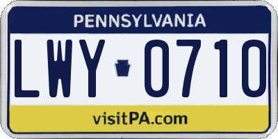 PA license plate LWY0710