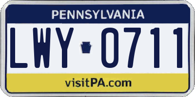 PA license plate LWY0711