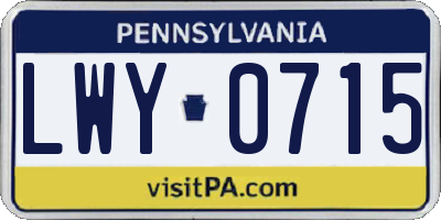 PA license plate LWY0715