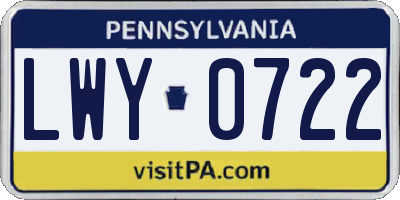 PA license plate LWY0722