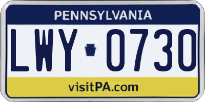 PA license plate LWY0730