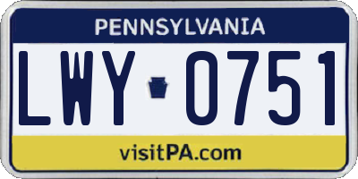 PA license plate LWY0751