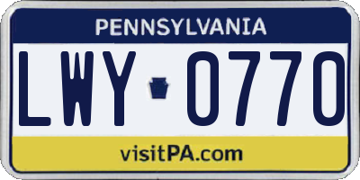 PA license plate LWY0770