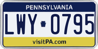 PA license plate LWY0795