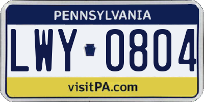 PA license plate LWY0804