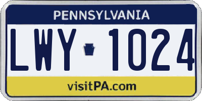 PA license plate LWY1024