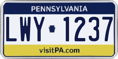 PA license plate LWY1237