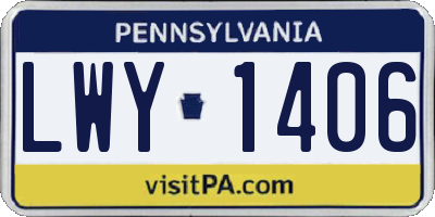 PA license plate LWY1406