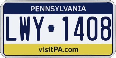 PA license plate LWY1408
