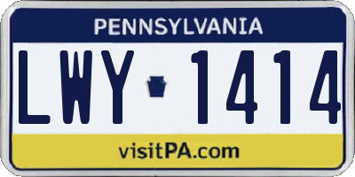 PA license plate LWY1414