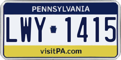 PA license plate LWY1415