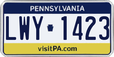 PA license plate LWY1423