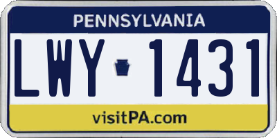 PA license plate LWY1431