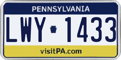 PA license plate LWY1433