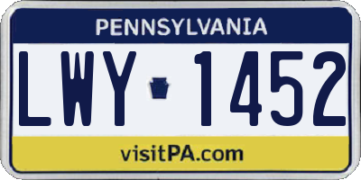 PA license plate LWY1452
