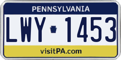 PA license plate LWY1453