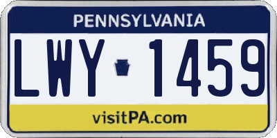 PA license plate LWY1459