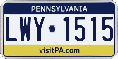 PA license plate LWY1515