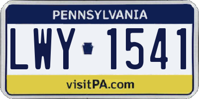 PA license plate LWY1541