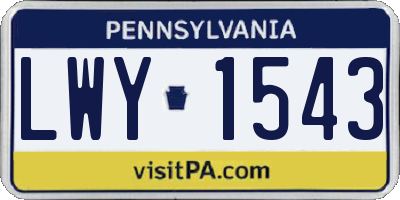 PA license plate LWY1543