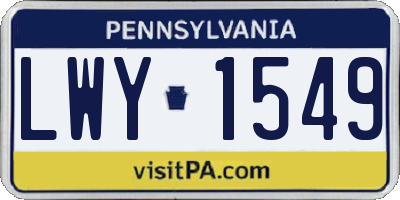 PA license plate LWY1549