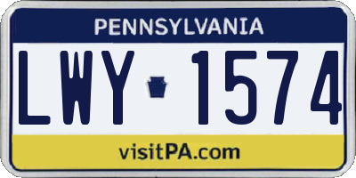 PA license plate LWY1574
