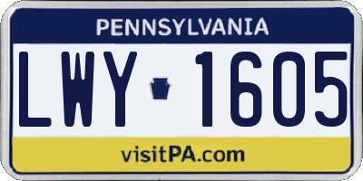 PA license plate LWY1605